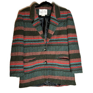 VINTAGE Lawrence Bruce Wool Blend Blazer Womens Sz 6P Southwestern Cowgirlcore